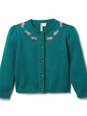 Janie and Jack Girls Floral Embroidered Cardigan